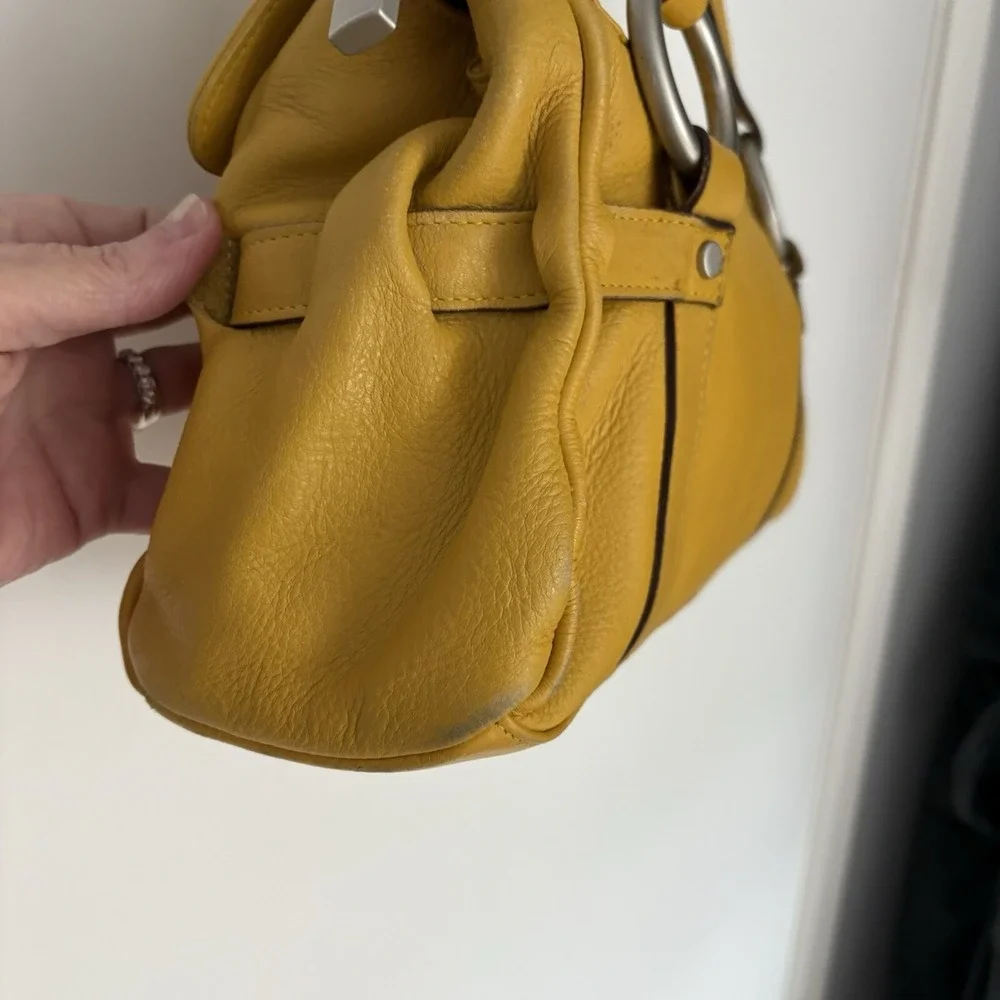 Fabrizio Poker Yellow Y2K Soft Leather Purse Shoulder Bag Made In Italy